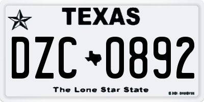 TX license plate DZC0892