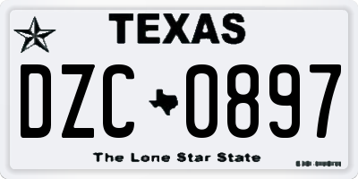 TX license plate DZC0897