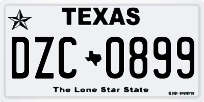 TX license plate DZC0899