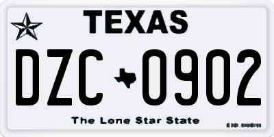 TX license plate DZC0902