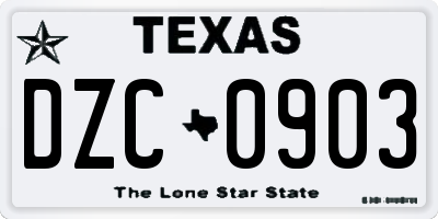 TX license plate DZC0903