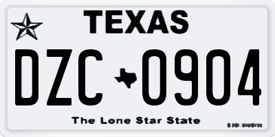 TX license plate DZC0904