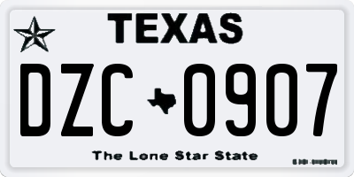 TX license plate DZC0907