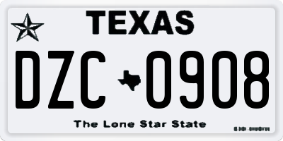 TX license plate DZC0908