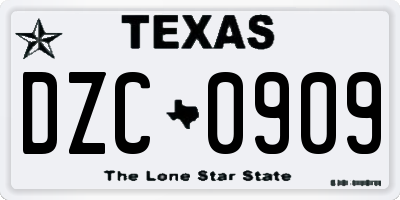 TX license plate DZC0909