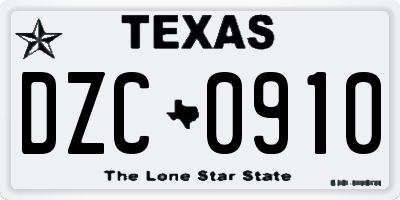TX license plate DZC0910