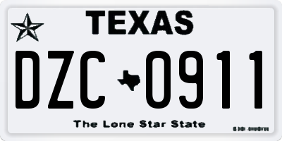 TX license plate DZC0911