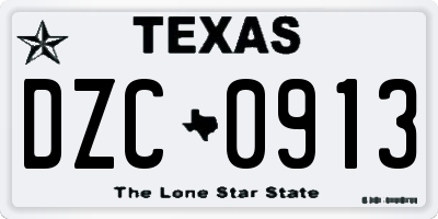 TX license plate DZC0913