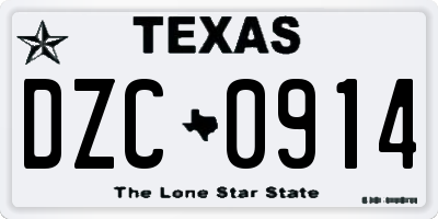 TX license plate DZC0914