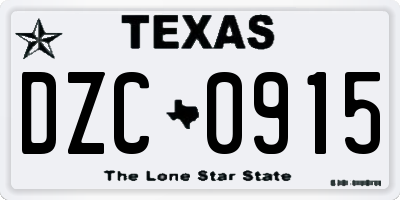 TX license plate DZC0915
