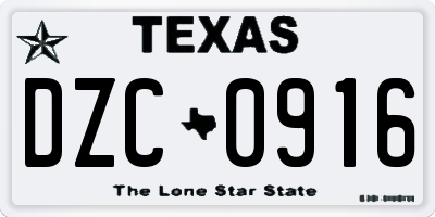 TX license plate DZC0916
