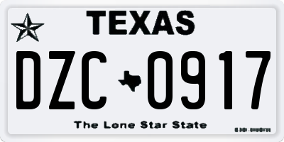 TX license plate DZC0917