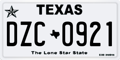 TX license plate DZC0921