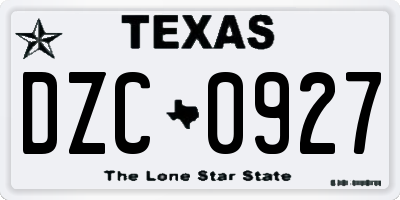 TX license plate DZC0927