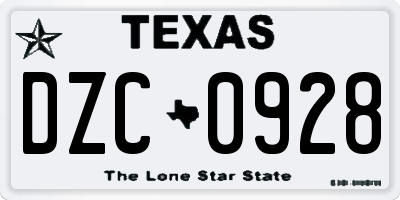 TX license plate DZC0928