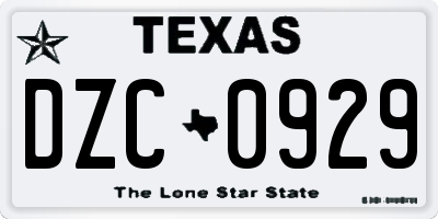 TX license plate DZC0929