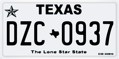 TX license plate DZC0937