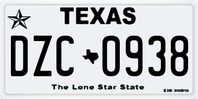 TX license plate DZC0938