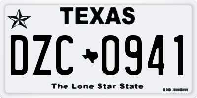 TX license plate DZC0941