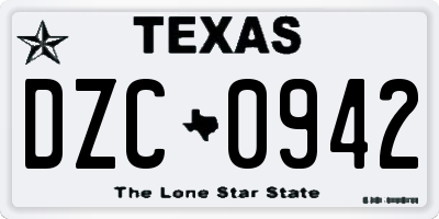 TX license plate DZC0942