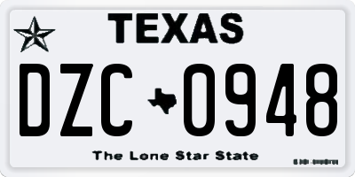 TX license plate DZC0948