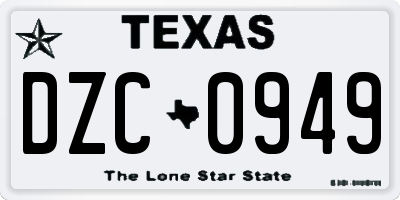 TX license plate DZC0949
