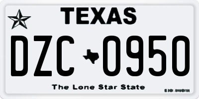 TX license plate DZC0950