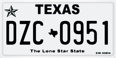 TX license plate DZC0951