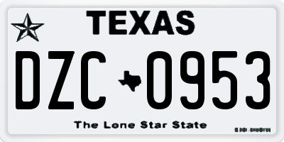 TX license plate DZC0953
