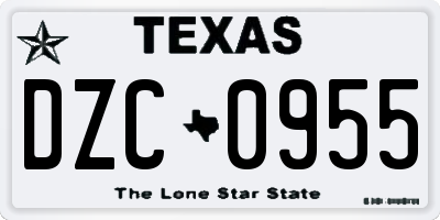 TX license plate DZC0955