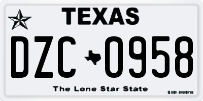 TX license plate DZC0958
