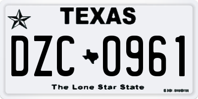 TX license plate DZC0961