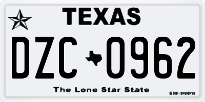 TX license plate DZC0962