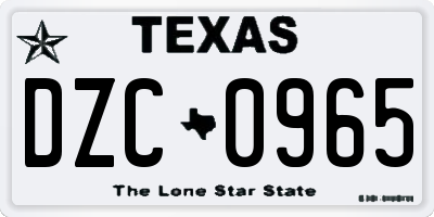 TX license plate DZC0965