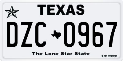 TX license plate DZC0967