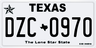TX license plate DZC0970