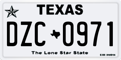 TX license plate DZC0971