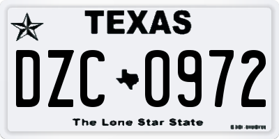 TX license plate DZC0972