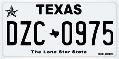 TX license plate DZC0975