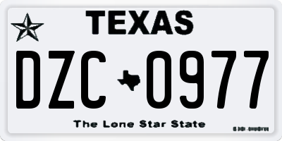 TX license plate DZC0977