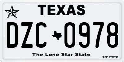 TX license plate DZC0978