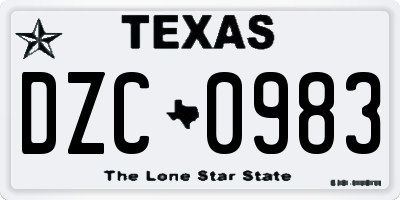 TX license plate DZC0983