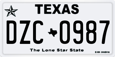 TX license plate DZC0987