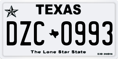 TX license plate DZC0993