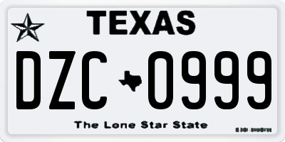 TX license plate DZC0999