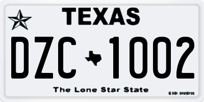 TX license plate DZC1002