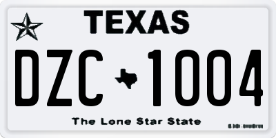 TX license plate DZC1004
