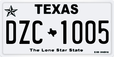 TX license plate DZC1005