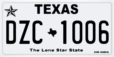 TX license plate DZC1006