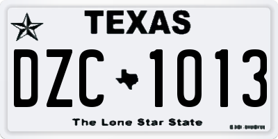 TX license plate DZC1013